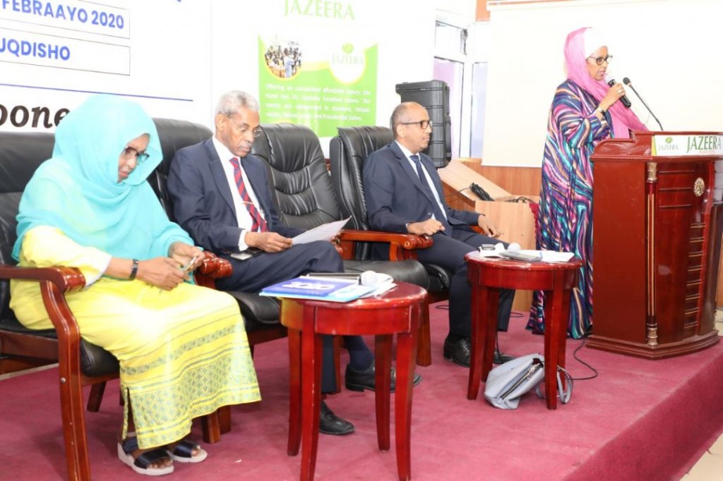 NIEC Chairlady, Halima Ismail Ibrahim speaks during the Sunday 02 February, 2020 meeting in Mogadishu.