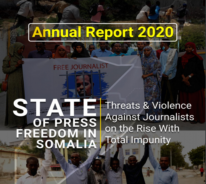 COVER PHOTO: SJS Annual Report - State of Press Freedom in Somalia in 2020.