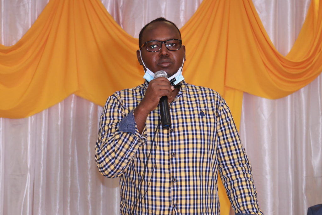 SOMA Secretary General, Mohamed Osman Makaran speaks following the signing of the MOU between SJS and SOMA in Mogadishu,  on Monday 13 September, 2021. | PHOTO CREDIT/SJS.