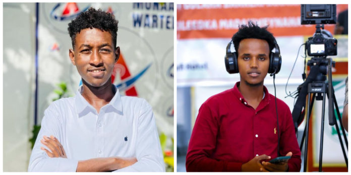 AMN reporter Mohamed Nur Mohamed and cameraman Munsarar Abdirahman