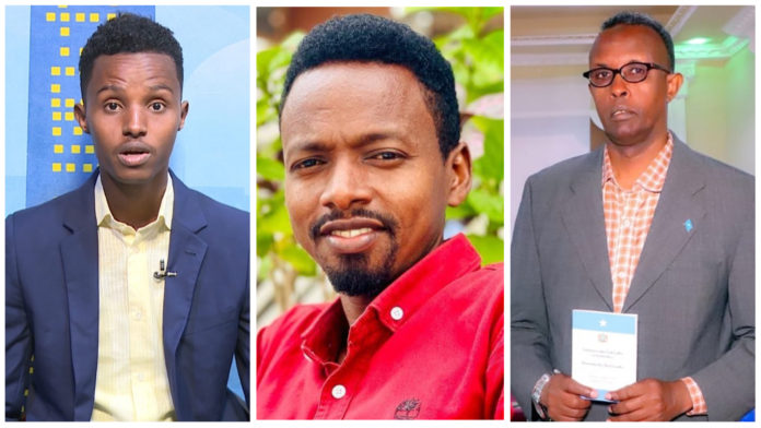 (From left to right) SJS officials Mohamed Bulbul, Hanad Ali Guled and lawyer Abdirahman Hassan Omar.