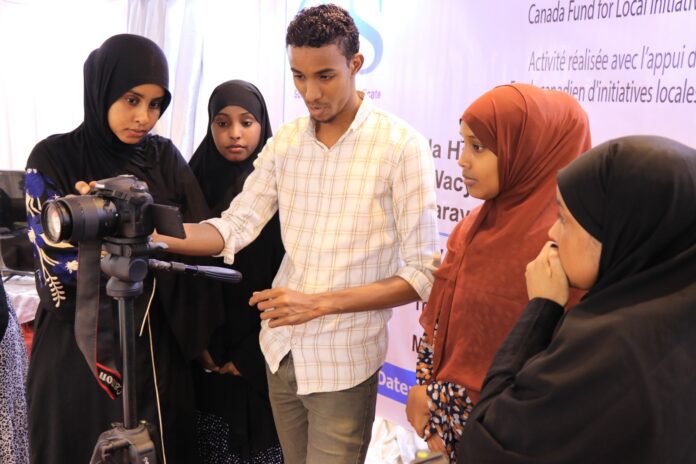 Somali women journalists participate a training session held by SJS in November 2023. The activity is part of SJS initiative funded by Canada Fund for Local Initiatives (CFLI). | PHOTO/ SJS.